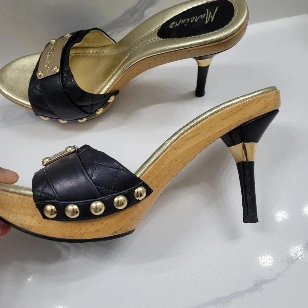 Vintage Y2k Marciano Gold Accent Quilted Mules - Picture 10 of 13